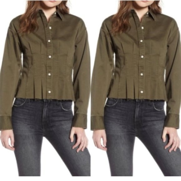 CURRENT ELLIOT | The tells button down shirt in rural green | size 1 - Picture 1 of 7